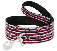 Buckle-Down Pet Leash, Dog Leash, Hawaii Flag Continuous Repeat, 4 Feet Long 1.5
