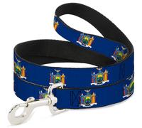 Buckle-Down Pet Leash, Dog Leash, New York Flag Continuous, 4 Feet Long 0.5 Inch