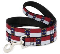 Buckle-Down Pet Leash, Dog Leash, North Carolina Flag Continuous Repeat, 4 Feet