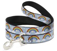 Buckle-Down Pet Leash, Dog Leash, Rainbows Stars Light Blue Yellow Rainbow, 6 Fe