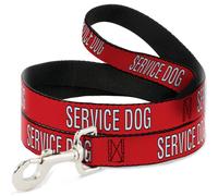 Buckle-Down Pet Leash, Dog Leash, Service Dog Text Red Black White, 6 Feet Long