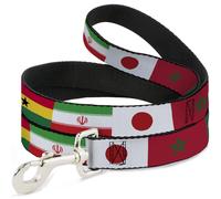 Buckle-Down Pet Leash, Dog Leash, Soccer Fan World Cup Team Country Flags, 4 Fee