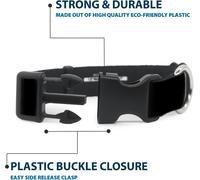 Buckle-Down Plastic Clip Dog Collar Pet Quote Special Needs Black White Durabl