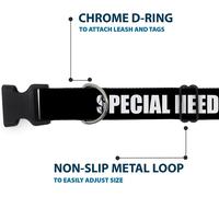 Buckle-Down Plastic Clip Dog Collar Pet Quote Special Needs Black White Durabl