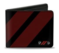 Buckle-Down Portafoglio bifold da uomo Dodge, Dodge, 10,2 x 8,9 cm, Dodge Wallet, Dodge Rhombus Stripe Demon Hellcat Icon Nero Rosso Bianco Pelle Vegana