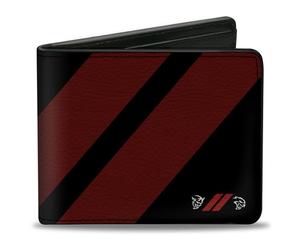 Buckle-Down Portafoglio bifold da uomo Dodge, Dodge, 10,2 x 8,9 cm, Dodge Wallet, Dodge Rhombus Stripe Demon Hellcat Icon Nero Rosso Bianco Pelle Vegana