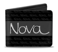 Buckle-Down Portafoglio bifold in PU - 1968-72 NOVA Script Emblem Stripe/Repeat Nero/Grigio/Argento, Multicolore, 10,2 x 8,9 cm, Portafoglio Buckle-Down Pu Bifold - 1968-72 Nova Script Emblema Stripe