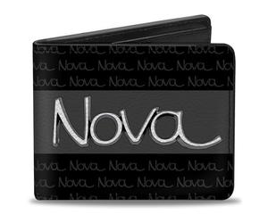 Buckle-Down Portafoglio bifold in PU - 1968-72 NOVA Script Emblem Stripe/Repeat Nero/Grigio/Argento, Multicolore, 10,2 x 8,9 cm, Portafoglio Buckle-Down Pu Bifold - 1968-72 Nova Script Emblema Stripe