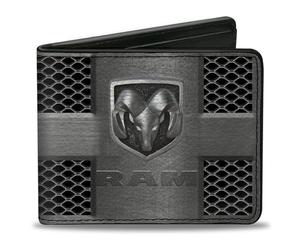 Buckle-Down Portafoglio Bifold PU - RAM Logo Grill Argento/Nero