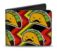 Buckle-Down Portafoglio, Bifold, Taco Man, Pelle Vegana, Multicolore, 10,2 x 8,9 cm