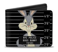 Buckle-Down Portafoglio Bifold Uomo Bugs Bunny Bi-Fold, Bianco e nero, 4.0" x 3.5"