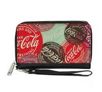 Buckle-Down Portafoglio Coca-Cola, Zip Around, Drink Coca Cola Coca Cola Toppe impilate Multicolore, Pelle Vegana