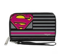 Buckle-Down Portafoglio da donna in PU con cerniera rettangolare, Superman, 19,1 x 11,4 cm, Superman, 19,1 x 11,4 cm, Buckle-Down PU Zip Around Wallet rettangolare - Superman