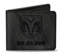 Buckle-Down RAM Bifold Portafoglio bi-Fold Accessorio da Viaggio, Nero, 4.0 Uomo