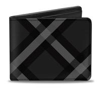 Buckle-Down Portafoglio da uomo, Bifold, Buffalo Plaid X Antracite Nero Grigio, Pelle Vegana, 10,2 x 8,9 cm