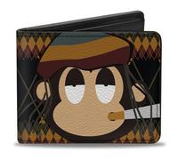 Buckle Down - Portafoglio da uomo Buckle-Down bifold con scimmia, 10,2 x 8,9 cm