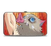 Buckle-Down Portafoglio Demon Slayer, incernierato, Demon Slayer Tanjiro e Inosuke Boar Head Poses e Logo, Pelle Vegana