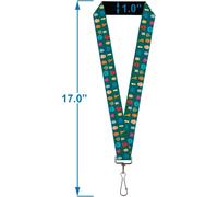 Buckle-Down Rick and Morty Lanyard, Rick and Morty Faces Line Up Green, Elastic