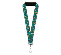 Buckle-Down Rick and Morty Lanyard, Rick and Morty Faces Line Up Green, Elastic