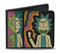 Buckle-Down Rick and Morty Portafoglio, Bifold, Rick Genius Body Scan Blocks Nero Multicolore, Pelle Vegana