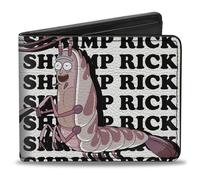 Buckle-Down Rick and Morty Wallet, Bifold, Shrimp Rick Pose and Text White Black