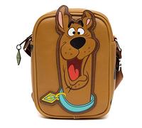 Buckle-Down Scooby Doo Borsa a tracolla, Scooby Doo viso sorridente e macchie, marrone, pelle vegana, Marrone, 8.0" x 6.0"