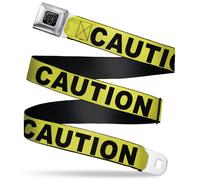 Buckle-Down Seatbelt Belt - CAUTION Yellow/Black - 1.0" Wide - 20-36 Inches in L