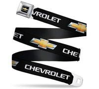 Buckle-Down Seatbelt Belt - Chevy Bowtie Black/Gold Logo REPEAT - 1.0" Wide - 20