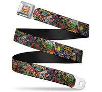 Buckle-Down Seatbelt Belt - Retro Marvel Comic Books Stacked C/U - 1.0" Wide - 2
