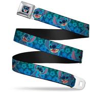 Buckle-Down Seatbelt Belt - Stitch Expressions/Hibiscus Collage Green-Blue Fade