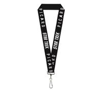 Buckle-Down Star Trek Lanyard, Star Trek Picard Title Logo Black White, Elastic