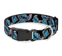 Buckle Down Stitch Pone/Ibisco Schizzo Nero/Grigio/Blu plastica Clip Collare