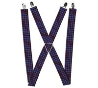 Buckle-Down Suspenders, Buffalo Plaid Abstract White Black Turquoise 1.5-Inch Wi