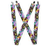 Buckle-Down Suspenders, Cali Bear Cali Graffiti Pot Leaves Black Multi Color