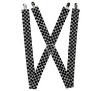 Buckle-Down Suspenders, Checker Weathered Black Gray 1.5-Inch Wide Regular