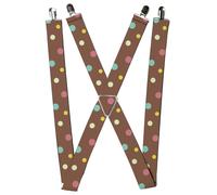 Buckle-Down Suspenders, Dots Brown Multi Pastel 1.5-Inch Wide Regular