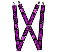 Buckle-Down Suspenders, Drama Queen Black Fuchsia 1.5-Inch Wide Regular