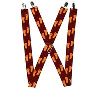 Buckle-Down Suspenders, Flip Flops Burgundy Orange 1.5-Inch Wide Regular