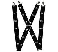 Buckle-Down Suspenders-Ford Mustang Black/White Logo Repeat