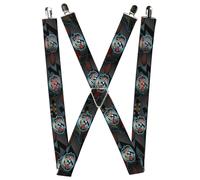 Buckle-Down Suspenders, High Voltage Skull 1.5-Inch Wide Regular