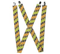 Buckle-Down Suspenders, Honeycomb Greens Orange 1.5-Inch Wide Regular