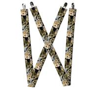 Buckle-Down Suspenders, Kitten Faces Scattered Black 1.5-Inch Wide Regular