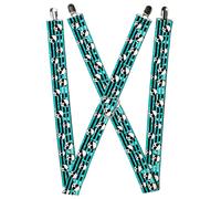 Buckle-Down Suspenders, Multi Panda Sunglasses Stripe Turquoise Black 1.5-Inch W