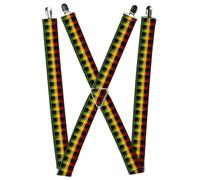 Buckle-Down Suspenders, Plaid Black Rasta 1.5-Inch Wide Regular
