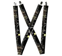 Buckle-Down Suspenders, San Francisco Moon Vivid Skyline Black 1.5-Inch Wide Reg
