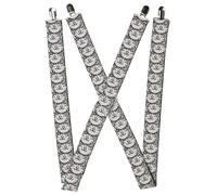 Buckle-Down Suspenders-Soft Kitty Face Close-up Gray 1.5-Inch Wide Regular Grey