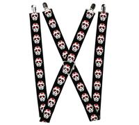 Buckle-Down Suspenders, Sugar Skulls Black White Red 1.5-Inch Wide Regular
