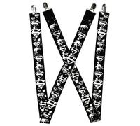 Buckle-Down Suspenders - Superman Shield Splatter Black/white Accessory 1.5-Inch