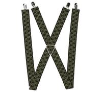 Buckle-Down Suspenders, Top Skulls Black Camo Olive 1.5-Inch Wide Regular