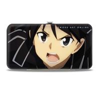 Buckle-Down Sword Art Online Portafoglio, Incernierato, Sword Art Online Asuna e Kirito Face Expression Close Up, Pelle Vegana